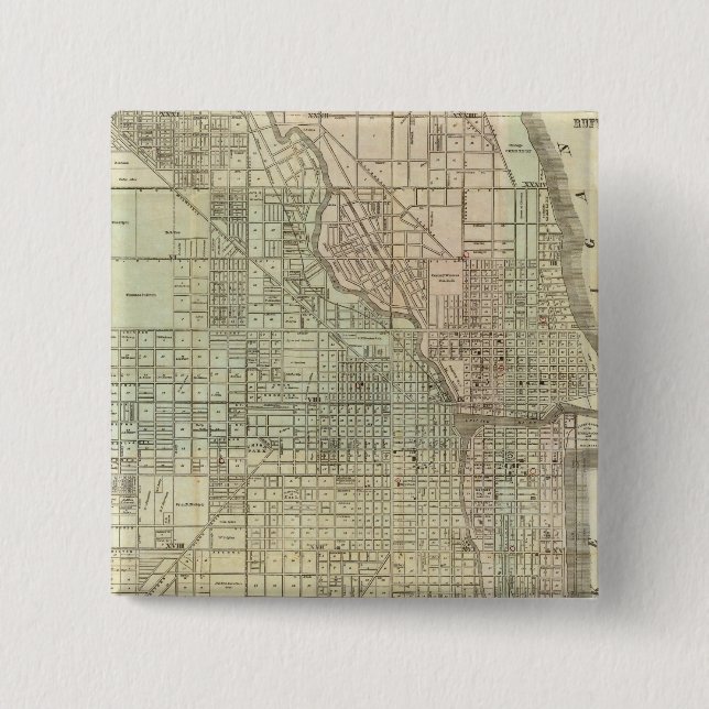 Chapa Cuadrada Mapa De Chicago (Anverso)