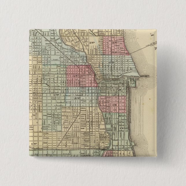 Chapa Cuadrada Mapa de Chicago de Mitchell (Anverso)