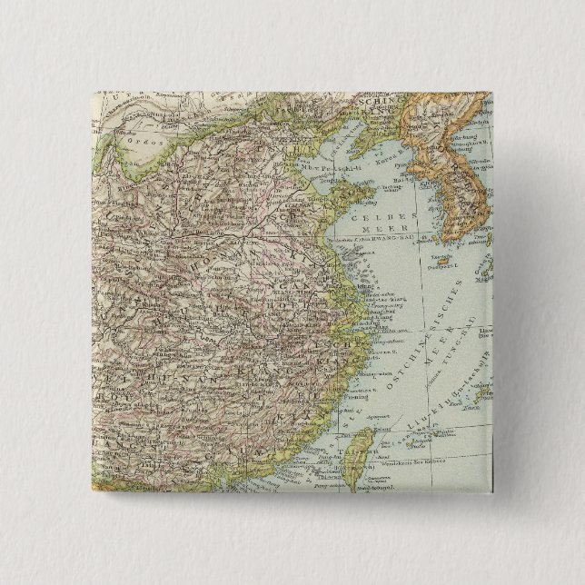 Chapa Cuadrada Mapa de China y Japón (Anverso)