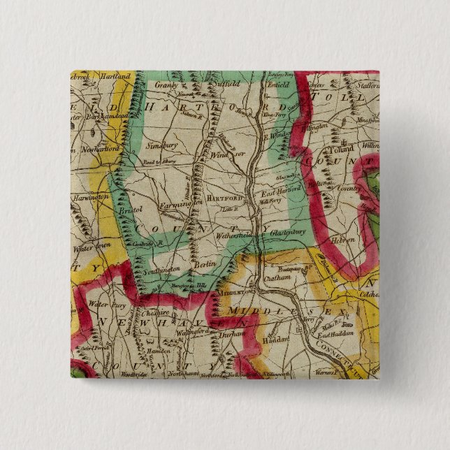 Chapa Cuadrada Mapa de Connecticut (Anverso)