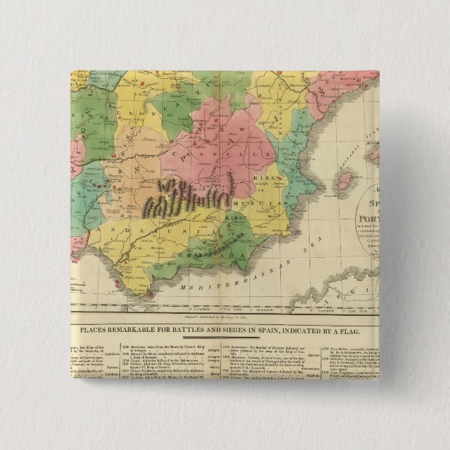 Chapa Cuadrada Mapa de Cronología de España y Portugal (Anverso)