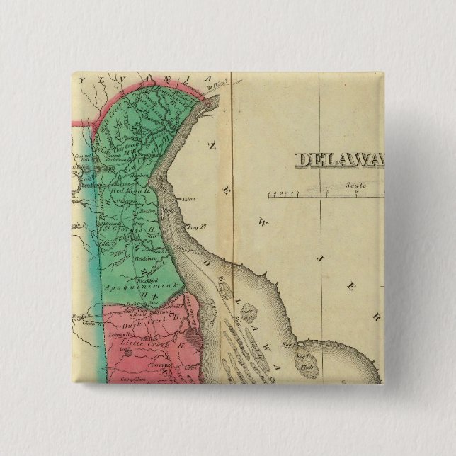 Chapa Cuadrada Mapa De Delaware (Anverso)
