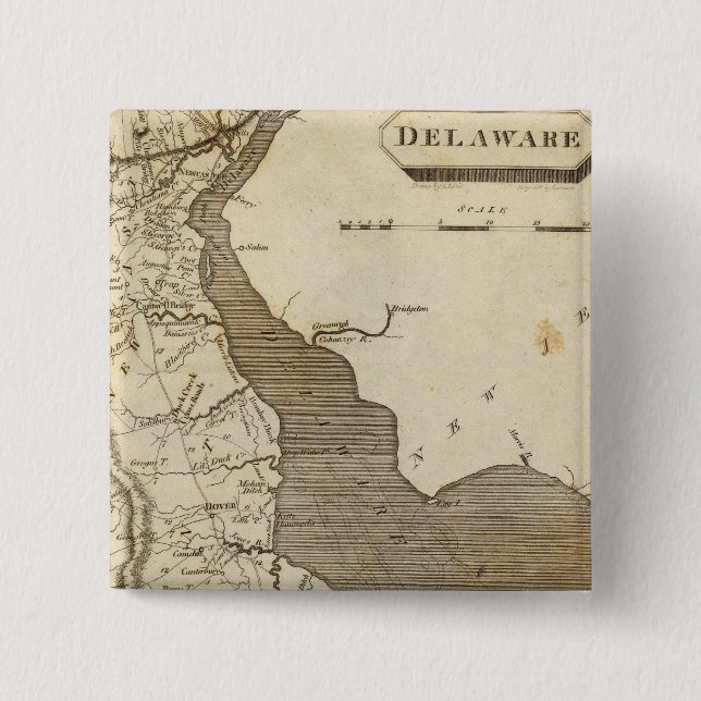Chapa Cuadrada Mapa de Delaware de Arrowsmith (Anverso)