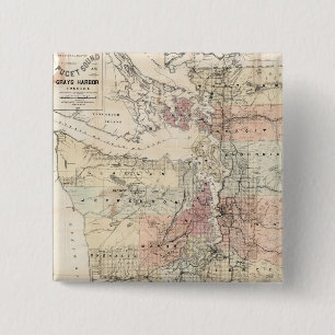 Chapa Cuadrada Mapa de época del sonido del puget (1891)