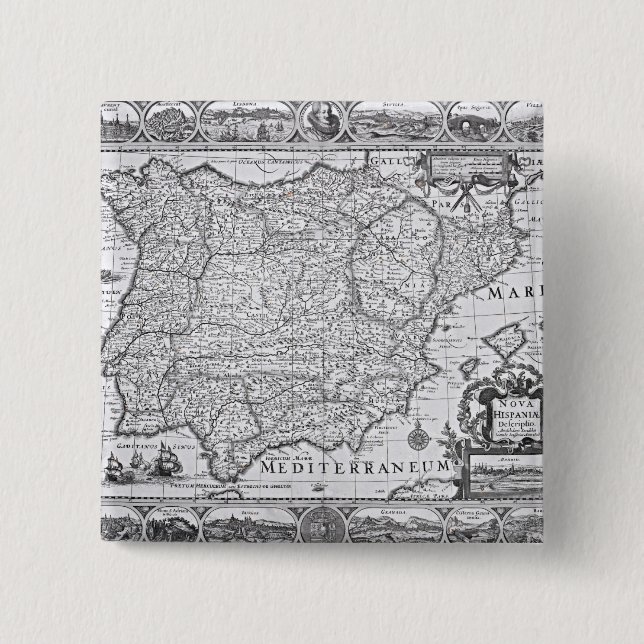 Chapa Cuadrada Mapa de España (Anverso)