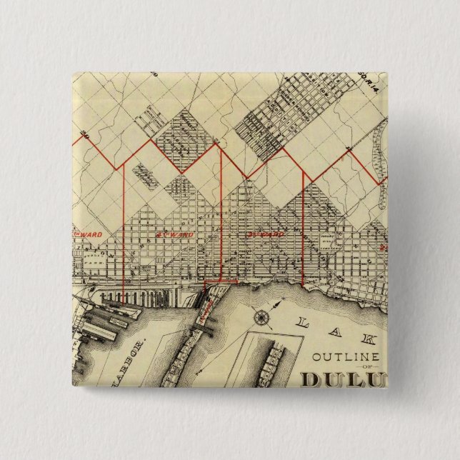 Chapa Cuadrada Mapa de esquema de Duluth y los suburbios (Anverso)