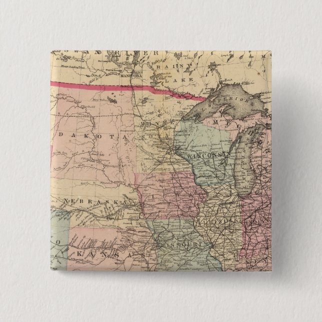 Chapa Cuadrada Mapa de Estados Unidos con ruta Pony Express (Anverso)