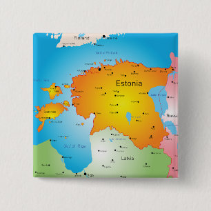 Chapa Cuadrada Mapa de Estonia país báltico y ciudades