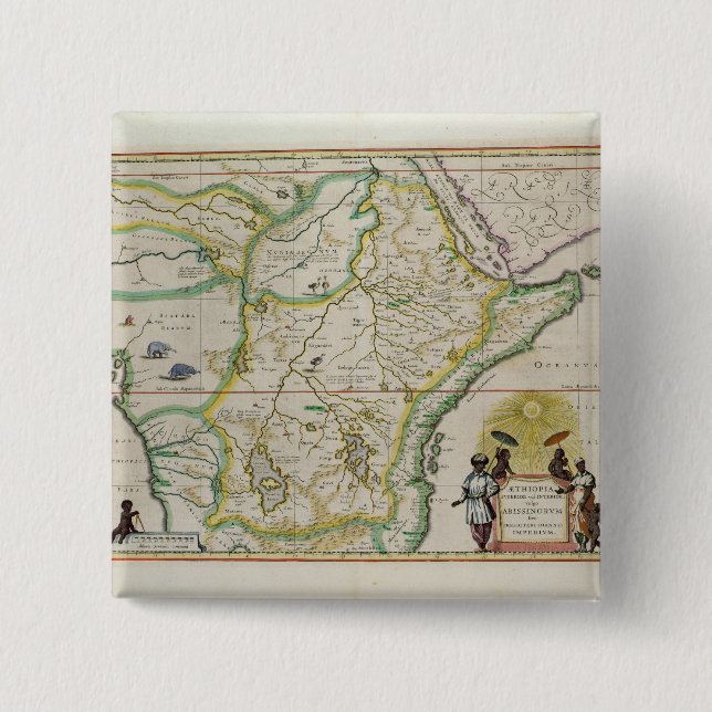 Chapa Cuadrada Mapa de Etiopía que muestra cinco Estados (Anverso)