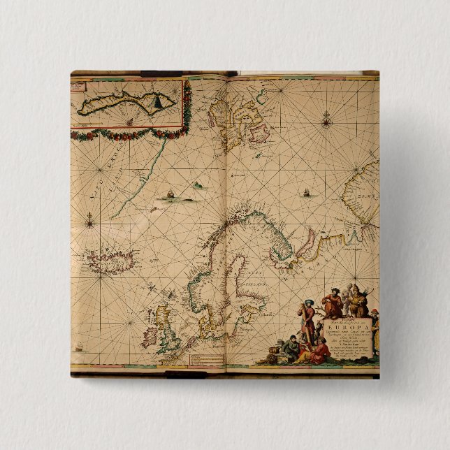 Chapa Cuadrada Mapa de Europa del Norte (Anverso)