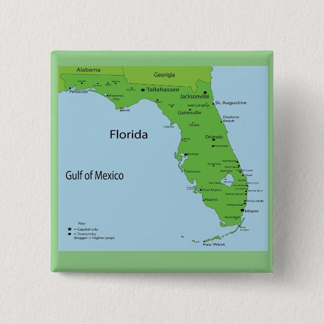 Chapa Cuadrada Mapa de FLORIDA USA (Anverso)