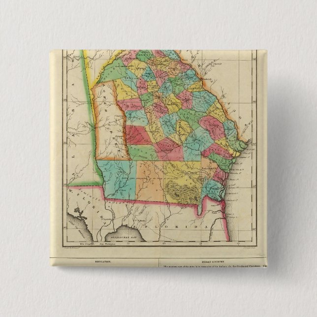 Chapa Cuadrada Mapa De Georgia (Anverso)