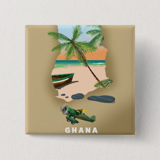 Chapa Cuadrada Mapa de Ghana ilustrado afiche de viajes.