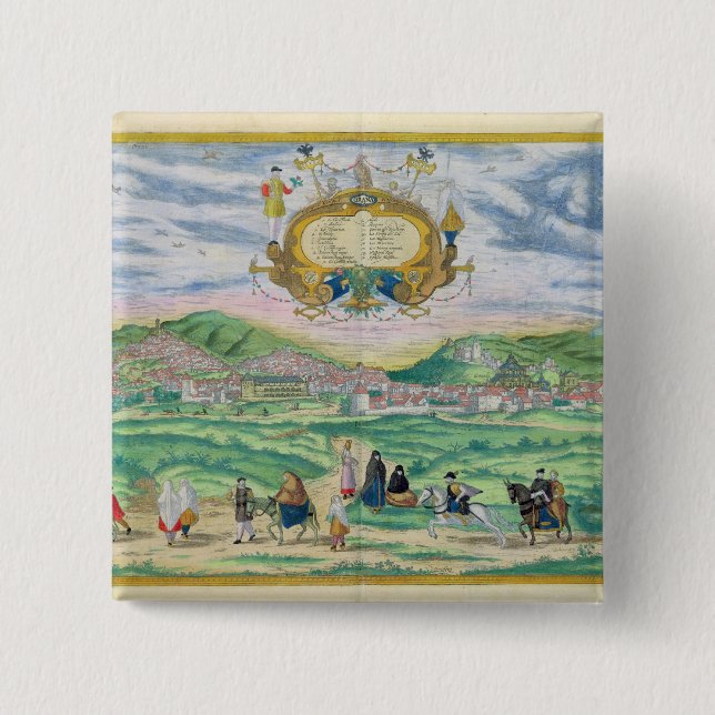 Chapa Cuadrada Mapa de Granada, de "Civitates Orbis Terrarum" (Anverso)