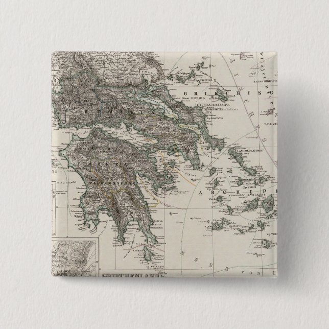 Chapa Cuadrada Mapa de Grecia de Stieler (Anverso)