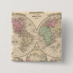 Chapa Cuadrada Mapa de hemisferios mundiales de Mitchell