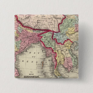 Chapa Cuadrada Mapa de Hindostán, India, China y el Tíbet