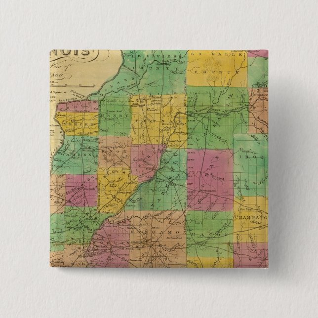 Chapa Cuadrada Mapa de Illinois (Anverso)