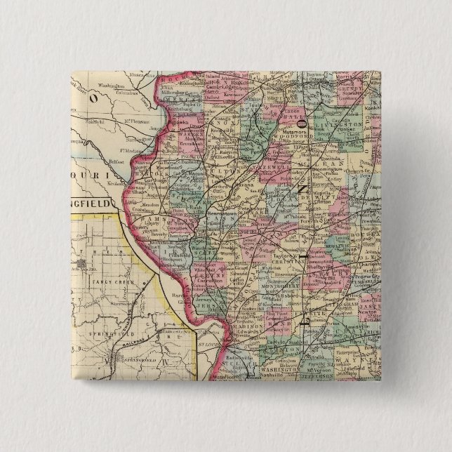 Chapa Cuadrada Mapa de Illinois de Mitchell (Anverso)