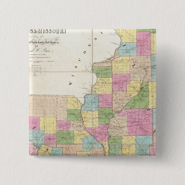 Chapa Cuadrada Mapa de Illinois y Missouri (Anverso)