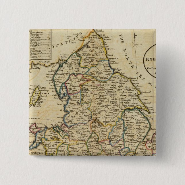 Chapa Cuadrada Mapa de Inglaterra y Gales (Anverso)