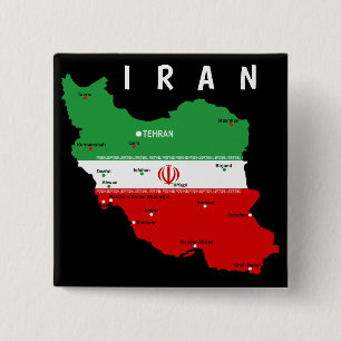 Chapa Cuadrada Mapa de Irán con bandera y emblema