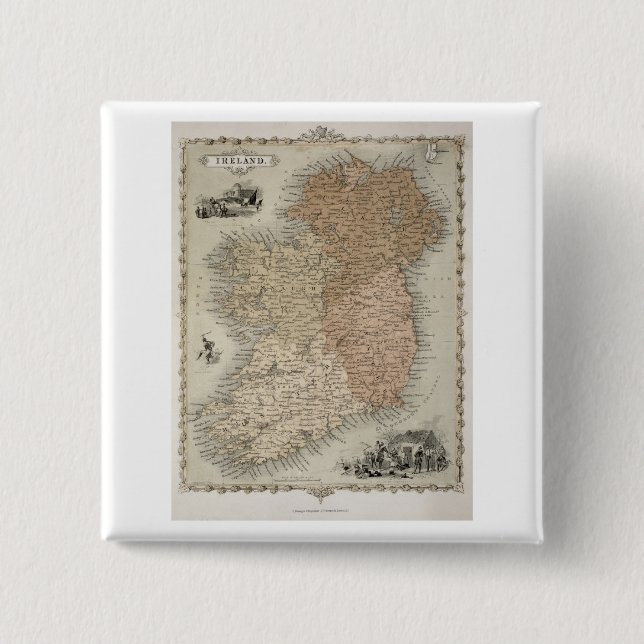 Chapa Cuadrada Mapa de Irlanda, c.1850 publicado (en (Anverso)