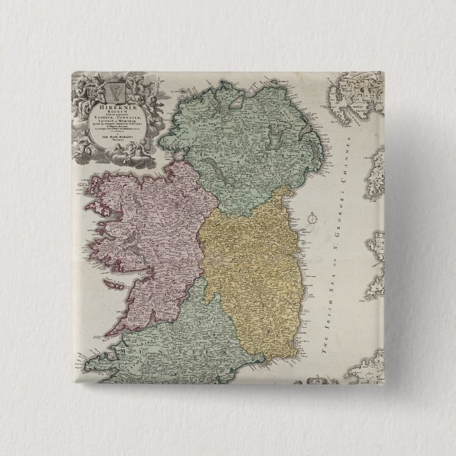 Chapa Cuadrada Mapa de Irlanda que muestra las provincias de (Anverso)