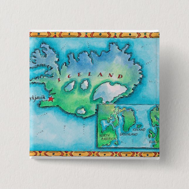 Chapa Cuadrada Mapa de Islandia (Anverso)