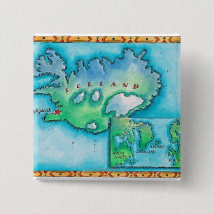 Chapa Cuadrada Mapa de Islandia