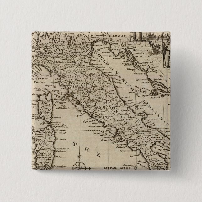 Chapa Cuadrada Mapa de Italia (Anverso)