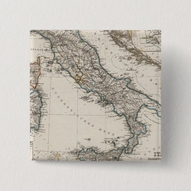 Chapa Cuadrada Mapa de Italia de Stieler (Anverso)