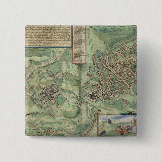 Chapa Cuadrada Mapa de Jerusalén, de 'Civitates Orbis Terrarum (Anverso)