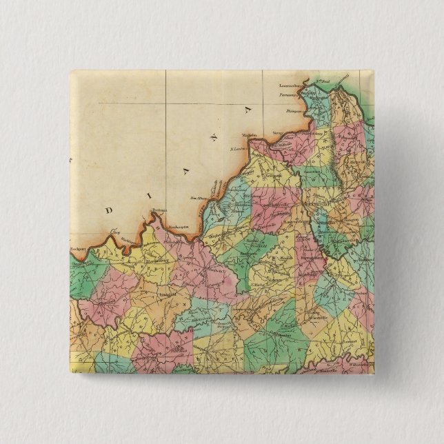 Chapa Cuadrada Mapa De Kentucky (Anverso)