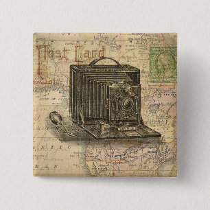 Chapa Cuadrada Mapa de la antigüedad de la cámara del vintage d