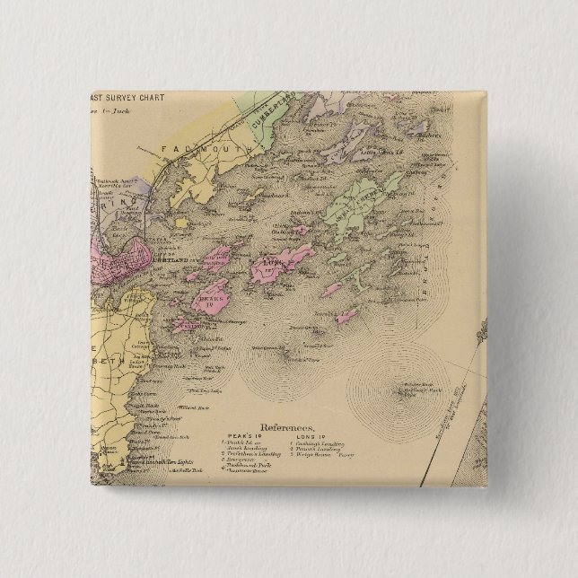 Chapa Cuadrada Mapa de la bahía de Casco (Anverso)