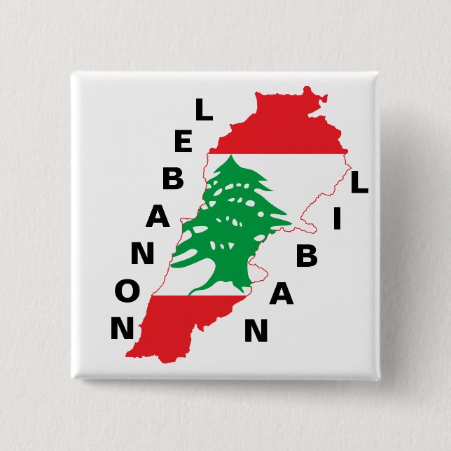 Chapa Cuadrada Mapa de la bandera del Líbano (Anverso)