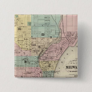 Chapa Cuadrada Mapa de la ciudad de Milwaukee, Milwaukee Co.