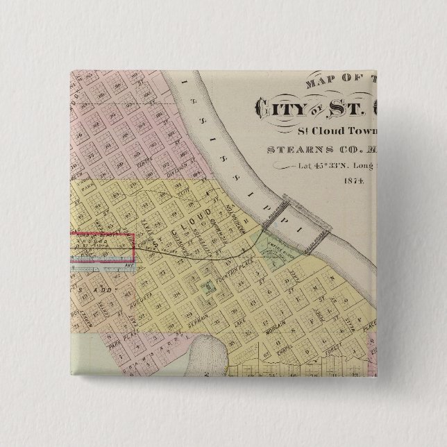 Chapa Cuadrada Mapa de la ciudad de St. Cloud, Minnesota (Anverso)