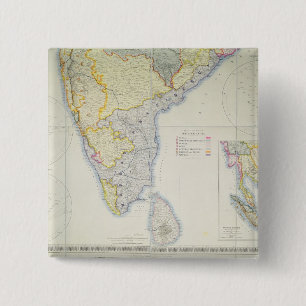 Chapa Cuadrada Mapa de la India meridional británica, 1872