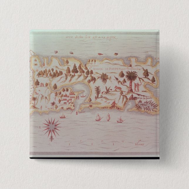 Chapa Cuadrada Mapa de la isla de Puerto Rico, 1599 (Anverso)