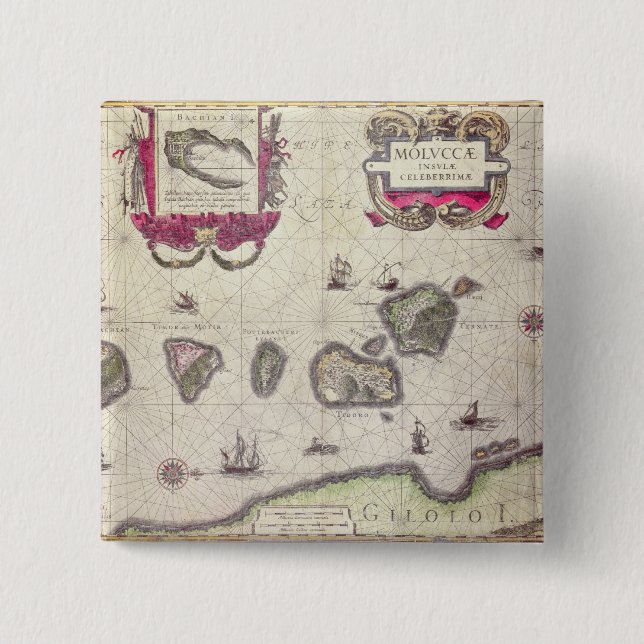 Chapa Cuadrada Mapa de la isla moluqueña, grabado (Anverso)