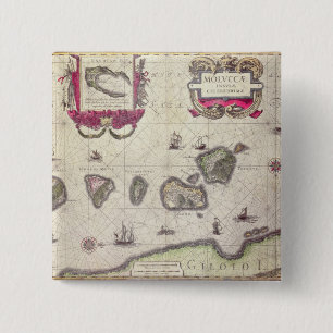 Chapa Cuadrada Mapa de la isla moluqueña, grabado