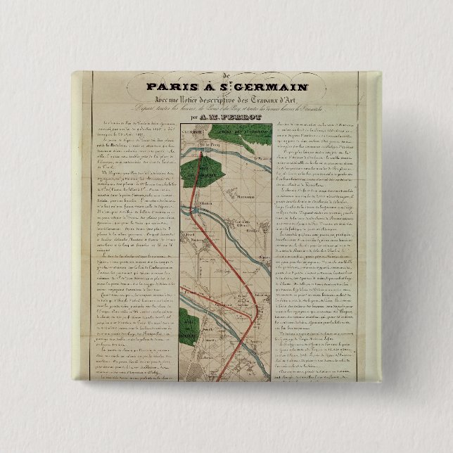 Chapa Cuadrada Mapa de la París al ferrocarril de St Germain, (Anverso)