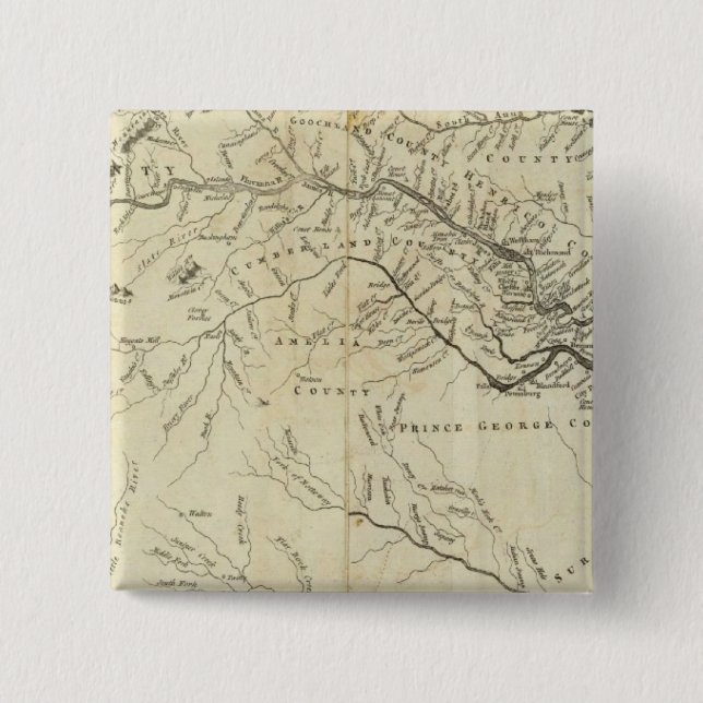 Chapa Cuadrada Mapa de la parte más habitada de Virginia (Anverso)