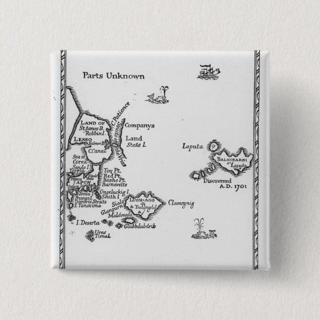 Chapa Cuadrada Mapa de Laputa, Balnibari, Luggnagg (Anverso)