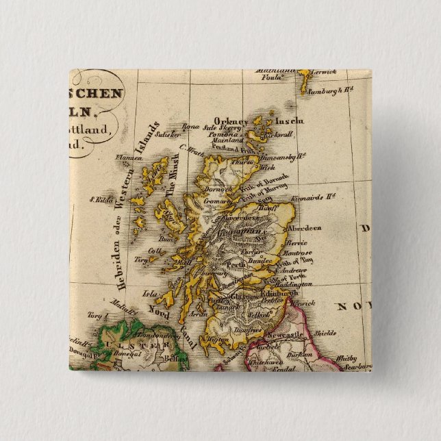 Chapa Cuadrada Mapa de las Islas Británicas (Anverso)