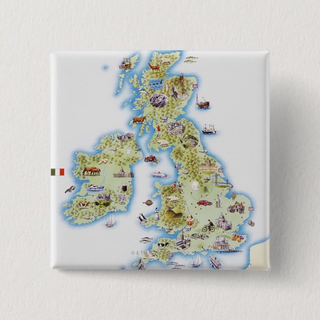 Chapa Cuadrada Mapa de las Islas Británicas (Anverso)