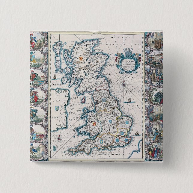 Chapa Cuadrada Mapa de las Islas Británicas 2 (Anverso)