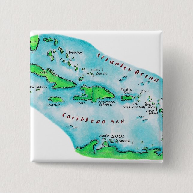 Chapa Cuadrada Mapa de las islas caribeñas (Anverso)